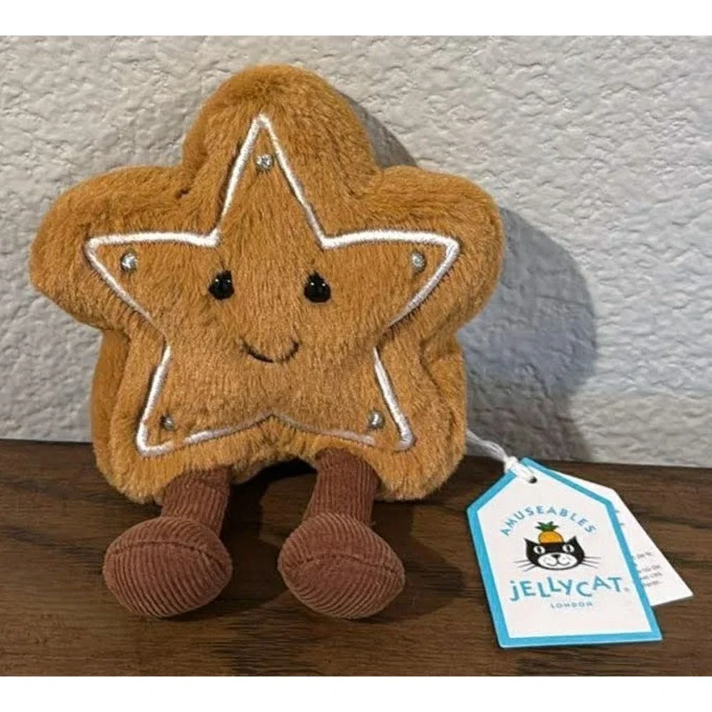 Jellycat Jolly Gingerbread Ruby + Star Plush Cookies AUTHENTIC Set of 2 NWT